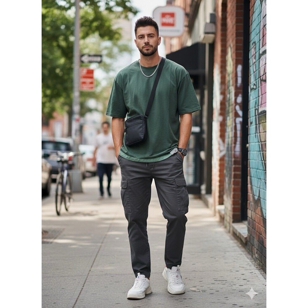 Kolor Men's M Forest Green Knit Crew Neck T-shirt Streetwear Made in Japan